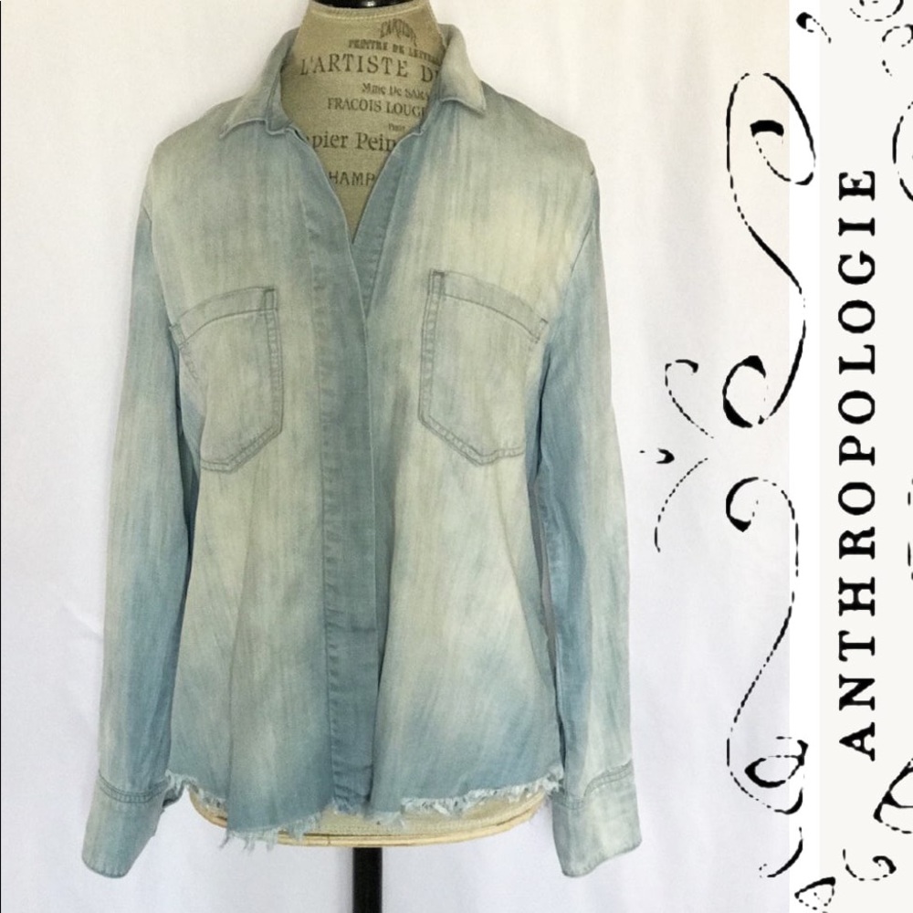Anthropologie Cloth & Stone Blue Denim Shirt Blouse
